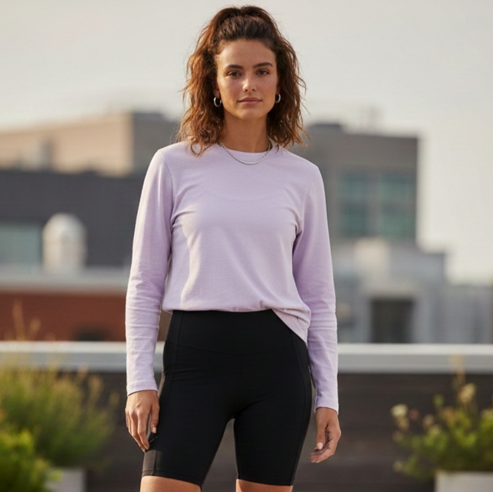 Athleta S Pastel Lavendar Normcore Loungewear Athleisure Soft Longsleeve Shirt